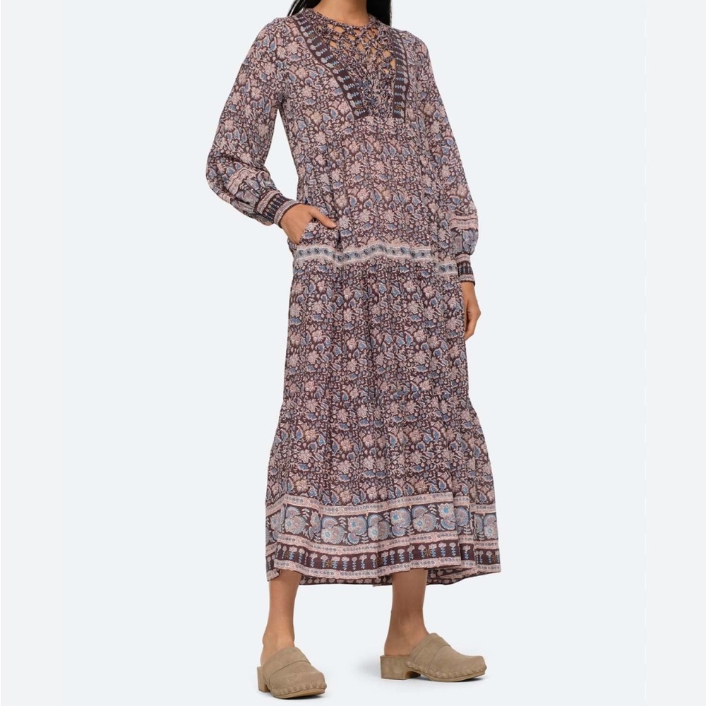 SEA maxi dress long sleeve boho dress in lilac medium see desc amaki floral fall